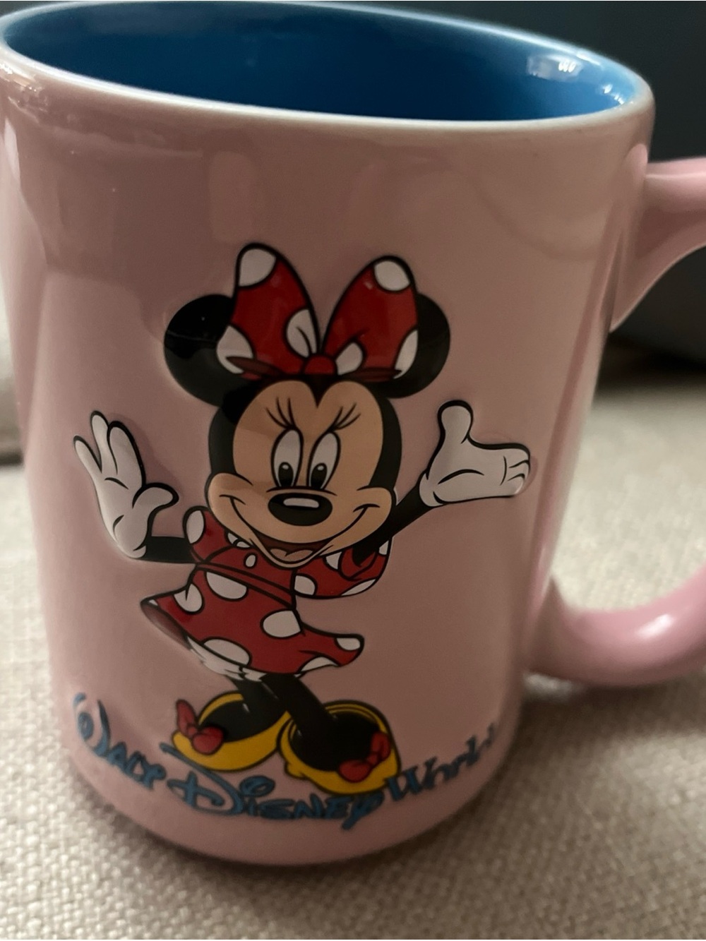 Walt Disney World 3 D Minnie Mouse Cup Pink Ceramic Mug NEW